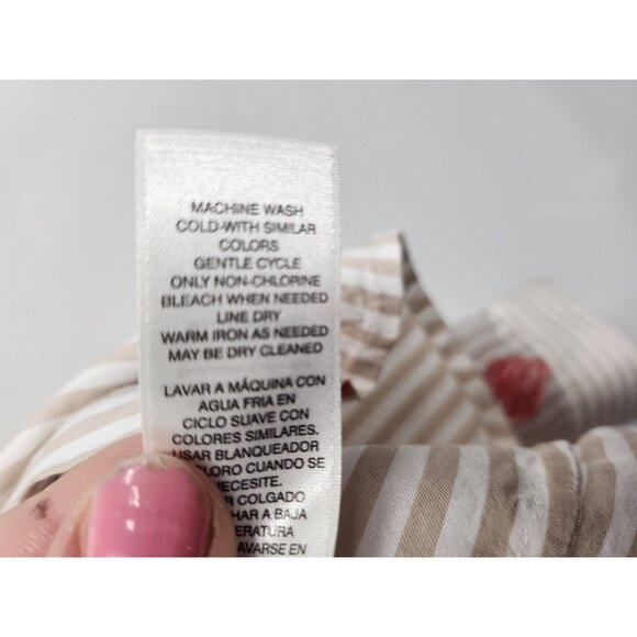 Chicos Button up Shirt Womens Medium Embroidered Striped Long Sleeve BOHO Casual - Picture 7 of 10